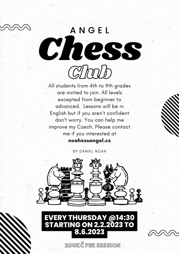 Nový kroužek - ANGEL Chess Club v anglickém jazyce
